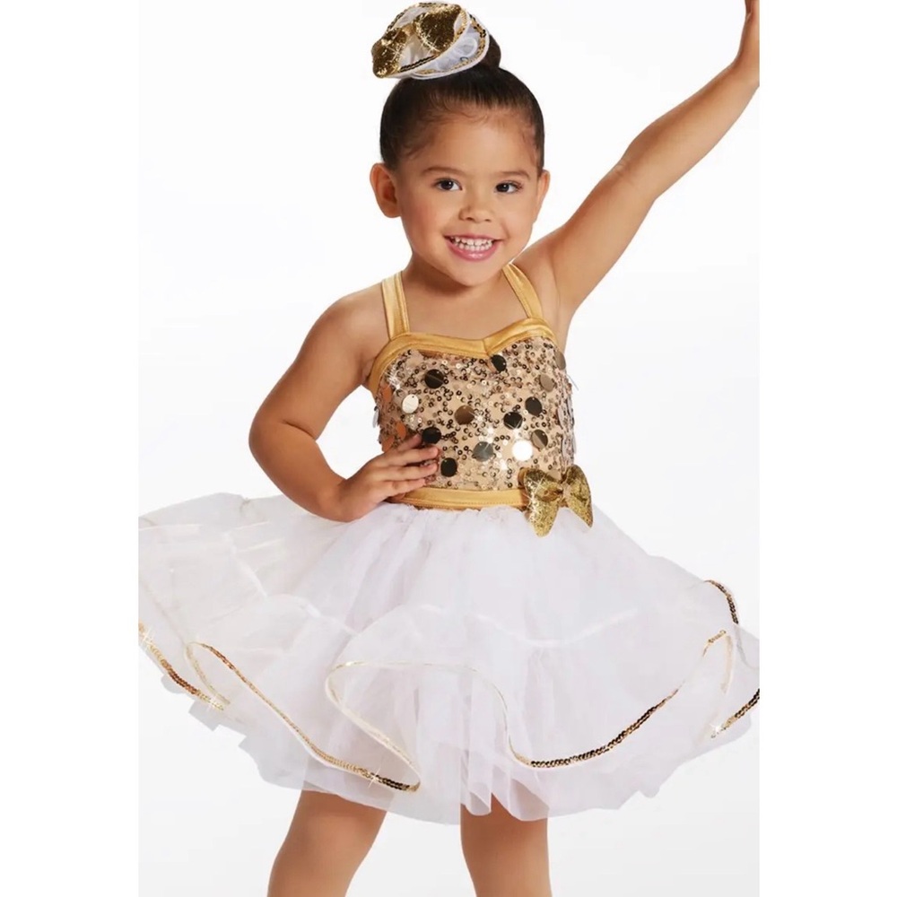 Weissman Its A Good Time Gold White Dance Tutu Costume Dress SC